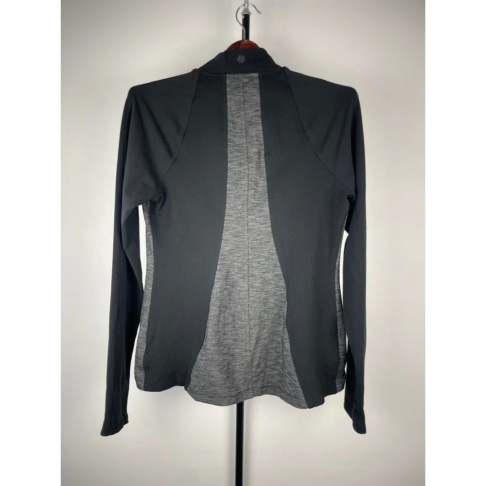 Athleta Black Heather Grey Panel Full Zip Sport Jacket Women's Size L Activewear
